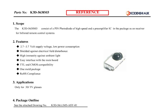 K3D-5638M5(37.9khz) 3D快门式眼镜主芯片 一级代理商-K3D-5638M5(37.9khz)尽在买卖IC网
